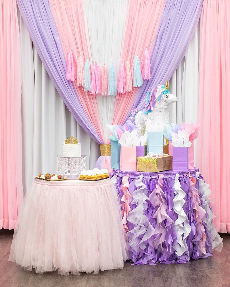 QueenDream Chiffon Backdrop Curtain Pink Sheer Curtain Backdrop 5ft x 10ft 2 Pieces Wedding Party - Image 5
